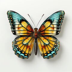 Beautiful Colorful Monarch Butterfly On White Background, Illustrations Images