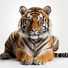 Fototapeta premium Beautiful Tiger On White Background, Illustrations Images