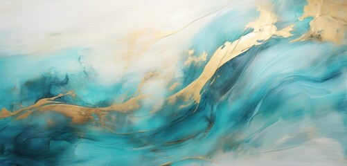 Step into the world where gilded sophistication meets celestial teal in an abstract luxury...
