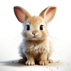 Close Cute Rabbit White Scene Turn On White Background, Illustrations Images