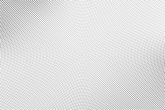 Abstract halftone wave dotted background. Futuristic twisted grunge pattern. Dot, circles. Vector modern optical pop art texture for posters, business cards, cover, labels mock-up, stickers layout