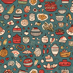 Chinese New Year Doodle Delight seamless pattern