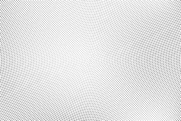 Abstract halftone wave dotted background. Futuristic twisted grunge pattern. Dot, circles. Vector modern optical pop art texture for posters, business cards, cover, labels mock-up, stickers layout - obrazy, fototapety, plakaty