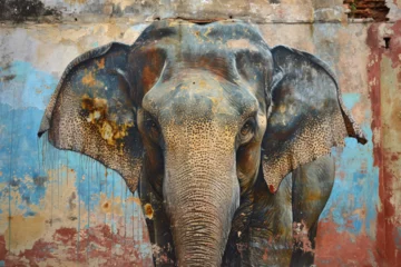 Foto op Aluminium wall painting depicting an elephant © Yoshimura