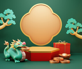 Fototapeta premium 3D elegant CNY poster