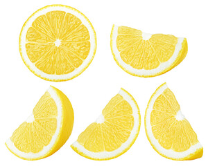 Lemon slice isolated on white background, clipping path, full depth of field