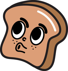 Groovy bread character illustration