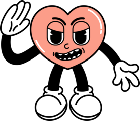 Groovy heart character illustration