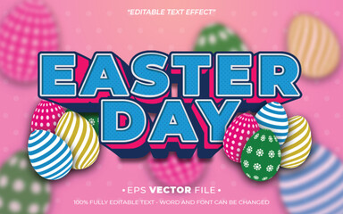 Easter Day text effect editable vector - obrazy, fototapety, plakaty