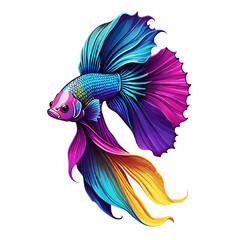 Obraz premium Betta fish multi color design illustration on a transparent background