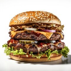 Freshly Grilled Burger Meat On White Background, Illustrations Images