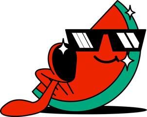 Groovy watermelon character illustration