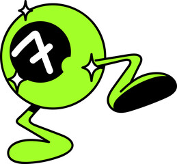 Groovy pool ball character illustration