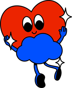 Groovy heart character illustration