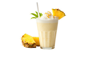 Harmony of Pineapple and Milk Isolated On Transparent Background