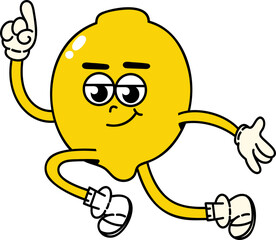 Groovy lemon character illustration