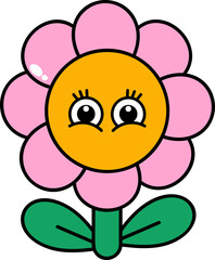 Groovy flower character illustration
