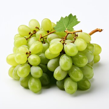 Green Muscat Grapes Half Sliced Isolated On White Background, Illustrations Images