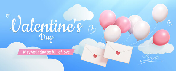 Blue sky Valentine Day banner