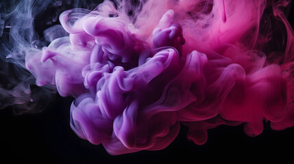 Fototapeta premium purple and blue colors mixing, smoke effect in water. Thick colorful smoke purple, pink, red, blue on a black isolated background