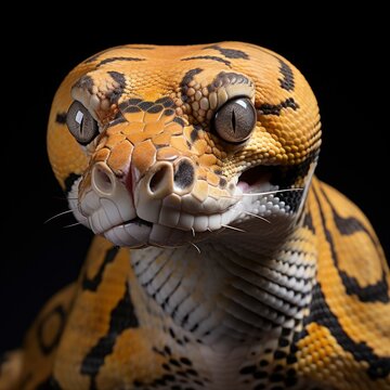 Head Shot Ball Python Aka Regius On White Background, Illustrations Images