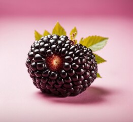 Blackberry on a pink background. Close-up. Selective focus.