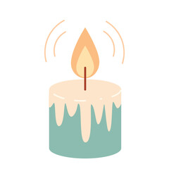 Turquoise small aroma candle for home decor on white background