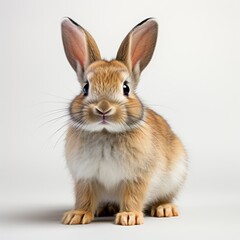 Obraz premium Photo Gray Bunny On White Background On White Background, Illustrations Images