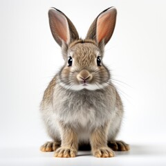 Obraz premium Photo Gray Bunny On White Background On White Background, Illustrations Images