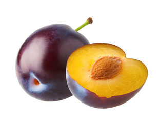 Delicious ripe plums - isolated on transparent background