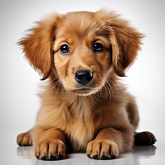 Puppy Golden Retriever 3 Months Old On White Background, Illustrations Images