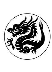 Traditional Chinese Dragon. Set of Chinese character translate dragon, vector illustration. Hand made. Drawing made with a brush strokes. Tattoo design. New Year 2024 year of the dragon zodiac.