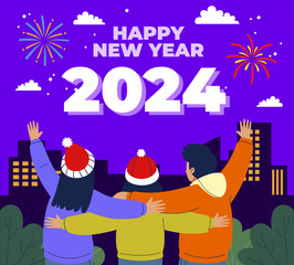 Celebrating a new year-flat illustration