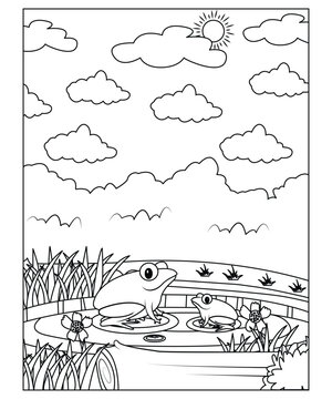frog coloring page for kids