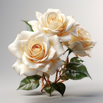 White Rose Flowers Isolated On Background On White Background, Illustrations Images
