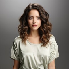Fototapeta premium Young Beautiful Brunette Woman Wearing Casual On White Background, Illustrations Images