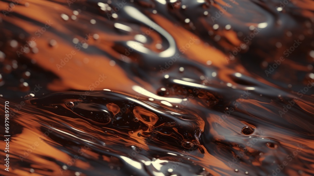 Poster slick and glossy texture of oil spill on water.. generative ai