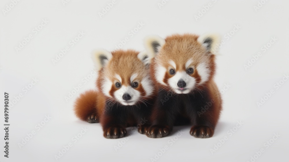 Poster Intriguing red pandas in a playful mood. Generative  AI 