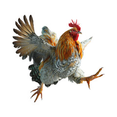 flying  chicken isolated on background.