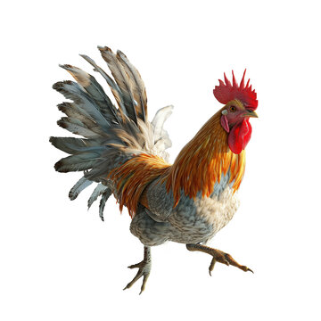 flying  chicken isolated on background.