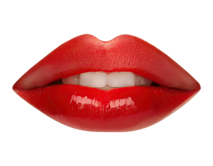 Red female lips close-up - isolated