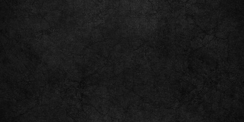 Dark black grunge textured concrete old blackboard and chalkboard rough background. Panorama dark grey black slate background or texture. Vector black concrete texture. Stone wall background.