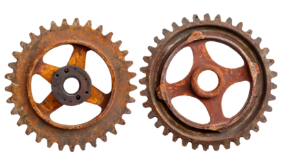  rusty old cog wheels - isolated