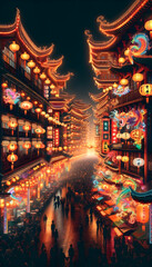 Obraz premium Chinese city at new year night.