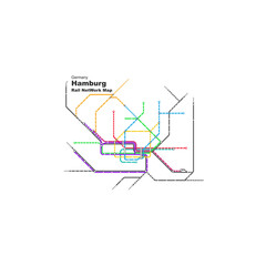 Layered editable vector illustration of Rail Network Map of Hamburg,Germany