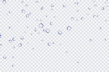 Blue air bubbles, oxygen, champagne crystal clear, isolated on a transparent background of modern design. Vector illustration of EPS 10.