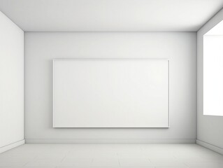 3d render blank white Gallery wall mockup interior generative ai