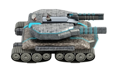 Sci-Fi tank isolated on transparent background. 3D illustration