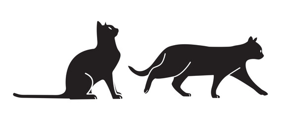 silhouette of a cat sitting walking