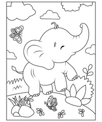 elephant coloring page for kids